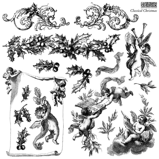 Classical Christmas Decor 12x12” Stamp by Iron Orchid Designs (IOD) *Limited Edition*